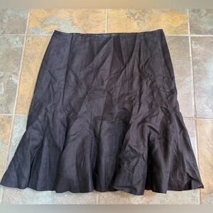 Chaps 100% Linen Black Midi Skirt A Line Size 14
